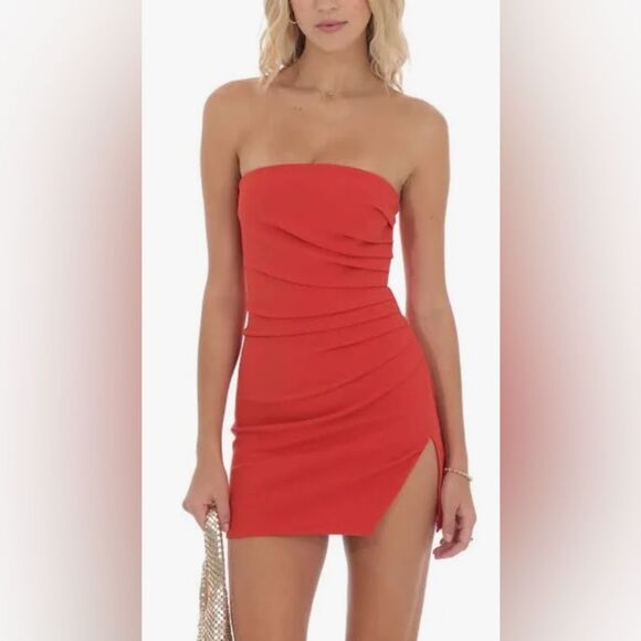 Lucy In The Sky Strapless Mini Dress Red Small NWT